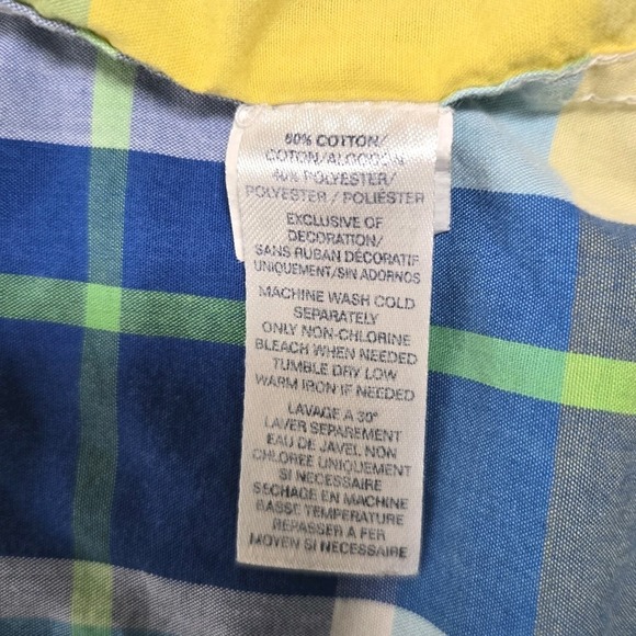 Chaps Shirt Mens L Large Yellow Plaid Easy Care SS Button Up‎ - Picture 5 of 11